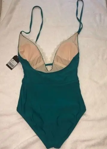 Sea Angel Size Small Swimsuit One Piece Green Teal Crochet Trim NEW Beach Boho