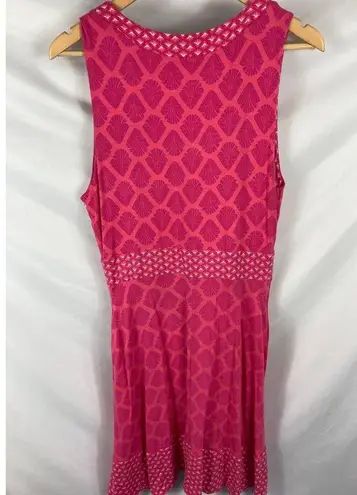 Sigrid Olsen Seashell V Neck sleeveless Pink Fit Flare Dress Size Large