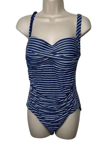 NIP TUCK SWIM One Piece Swimsuit Blue White Stripe sz US 10