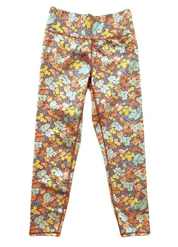 Veronica Beard Vilena Leggings Floral Orange Multi High Rise Workout Small NWT