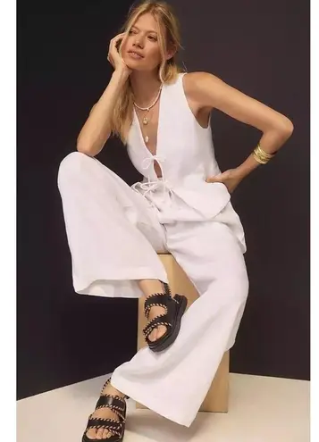 Faithfull the Brand Circa Linen Pants High Waisted Wide Leg Trousers White 4