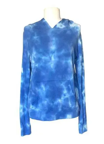AVA+ESME Blue Tie Dye Hoodie Kangaroo Pocket Pullover Jacket Women's Size Small