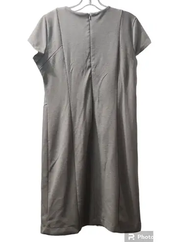 Ny Collection Sheath Dress V-Neck Career Casual Gray Dress Size L