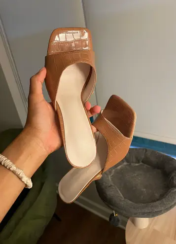 SheIn Tan Brown Mule Sandals Heels