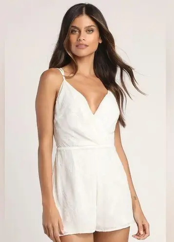 Lulus Rush to Romance White Burnout Floral Sleeveless Romper Size L