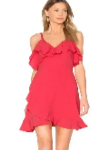 Cupcakes and Cashmere Morena Ruffle Wrap Dress Hot Coral Pink Size 8