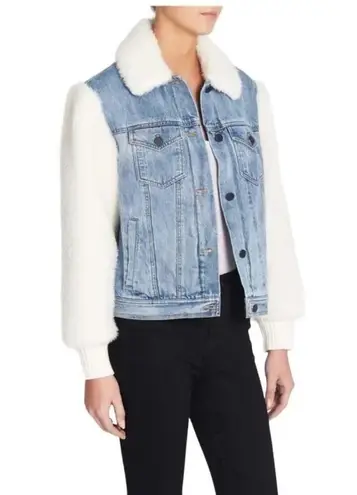 Rebecca Taylor LA VIE DENIM & FAUX FUR JACKET - LIGHT DENIM Size M
