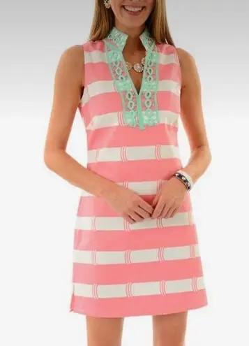 Sail To Sable  Pink Striped Cotton Sleeveless Dress