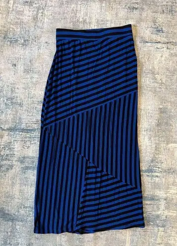 Apt. 9  Blue Black Asymmetrical Striped Maxi Skirt Petite Small