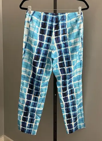 Lafayette 148 Stanton Blue Tie Dye Ankle Pants Size 4