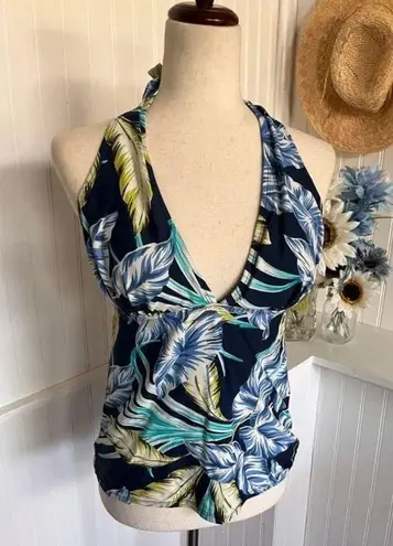 Jaclyn Smith Swimwear Sz 6 Adorable Tankini Top Blue Tropical Print