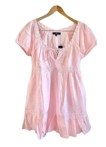 Lulus So Darling Light Pink Dotted Short Sleeve Barbie Mini Dress S NWT