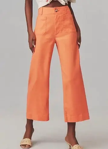 Maeve By Anthropologie The Colette Coral Wide Leg Linen Pants Sz 31