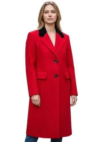 VTG. MDP Mario De Pinto Red 100% Wool with Black Velevt Collar. SZ.L. Size L