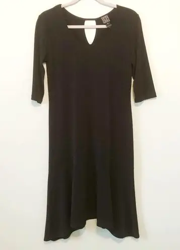 Clara Sun Woo Dress Black 3/4 Sleeve Swing Dress w/ Keyhole Back Sz XS EUC LBD