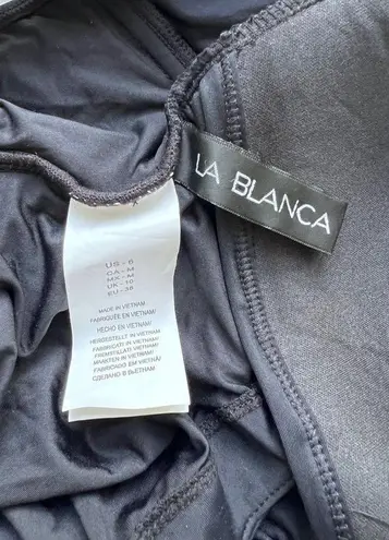 La Blanca Island Goddess Twist Keyhole One Piece - Black size US 6