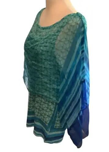 Live and let live Blue and Green Flowy Blouse Multiple Ways to Wear. WORN ONCE - Image 9