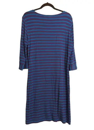 Hatley Womens Sheath Dress Purple Blue Stripe Stretch Long Sleeve Knee Length L Size L