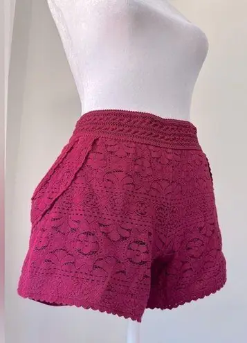 Justice Cranberry Colored Crochet Shorts