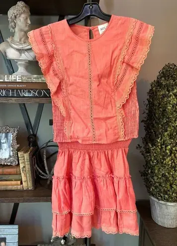 MISA Los Angeles Nilu Top & Banu Skirt Coral Womens Size XS
