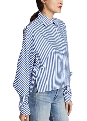 indigo. PETERSYN Kirna Striped Blouse NWT Large