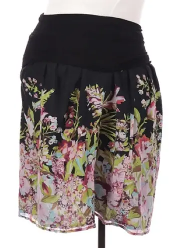 Olian black pink floral maternity skirt large Black Size undefined