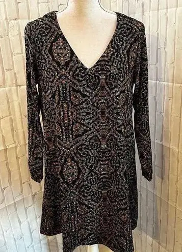 Three Eighty Two NWT  Long Sleeve Lined Mosiac Design Dress Sz M