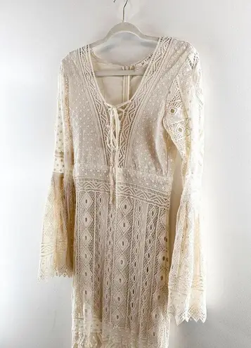 Jen's Pirate Booty Jen’s Pirate Booty Chaouen Lace Crochet Boho Maxi Dress Ivory XS