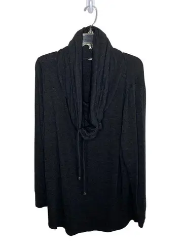 Soft Surroundings Cowl Neck Tunic Sweater Dark Gray Sweatshirt Drawstring XL