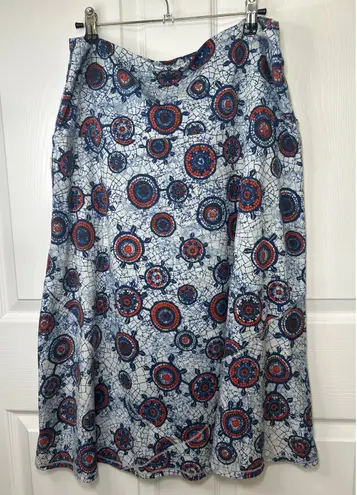 ExOfficio Womens XL Midi Skirt Blue Orange Abstract Travel Casual Skirt