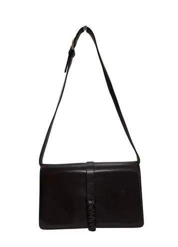 CELINE Vintage Céline Horsebit Logo Dark Brown Leather Shoulder Bag Made in Italy