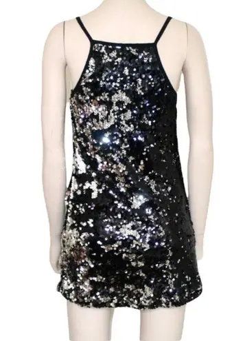 ENTI Flip Sequin Black & Silver Cami Sexy Stretch Cocktail Dress Small