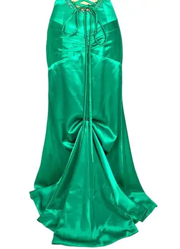 Precious Formal Strapless Sweetheart Neck Jeweled Slit Gown 8 Emerald Prom Green