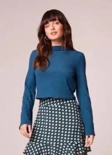 Band Of The Free Avril Teal Mock Neck Crop Top Women's Large Boho Open Back New Blue