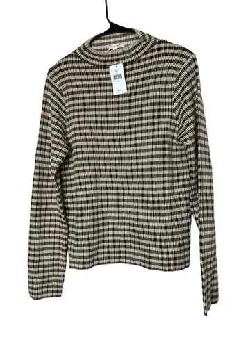 Mystree From The Buckle Tan Plaid Ribbed Mock Neck Sweater Size XL NWT