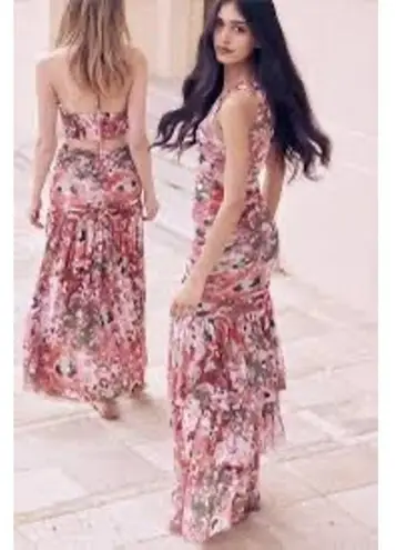 MISA Los Angeles Alethea One Shoulder Dress Resort Batik Mesh Large NWT