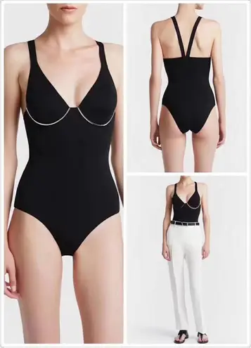 La Perla NWT  white v-neck bath-suit/swim suit one piece/full coverage