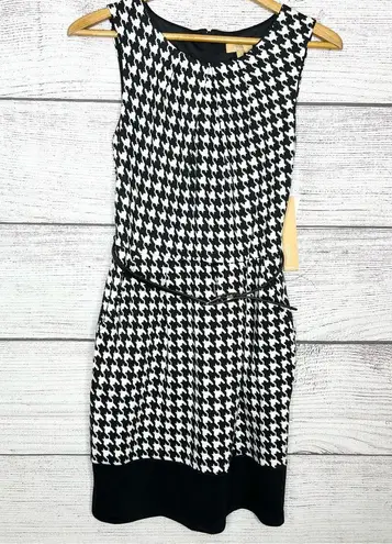Takara NWT Black & White Houndstooth Belted Mini Dress Size 7