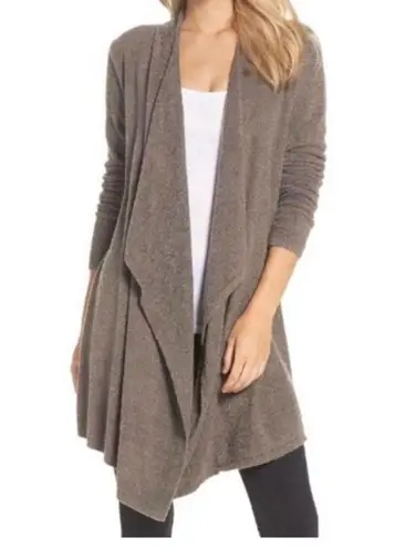 Barefoot Dreams Bamboo Chic Lite Open Front Waterfall Cardigan Taupe Size S/M