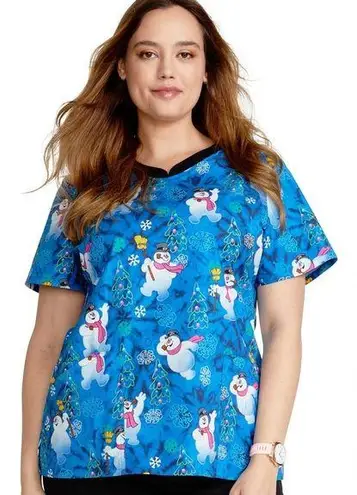 Cherokee Tooniforms V-Neck Frosty The SnowMan 
Christmas scrub top