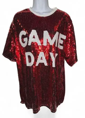 Main Strip  Red Sequin Game Day Dress - Image 1
