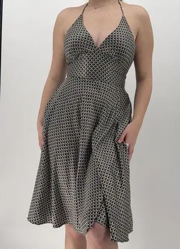 Alyn Paige NY Geometric Satin Halter Formal Y2k Dress Size 4