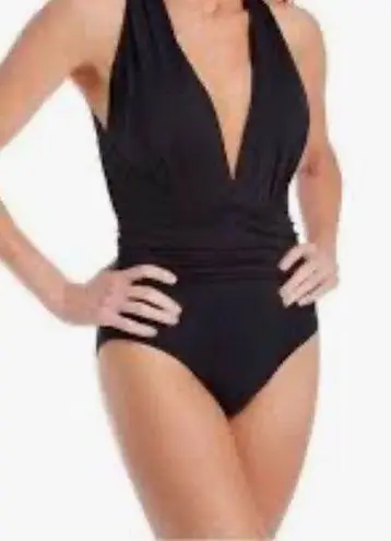Badgley Mischka Black Plunge V-Neck Swimwear
