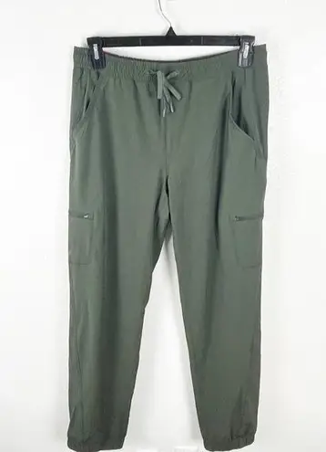 Eddie Bauer  Green Drawstring Waist Multiple Pockets Fleece Lined Pants, Size 8