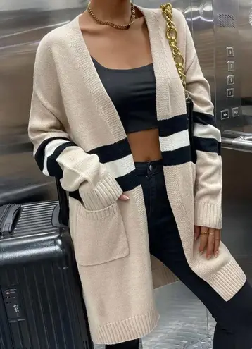 Goodnight Macaroon ‘Estrella' Stripe Colorblock Cardigan in Cream White - Image 2