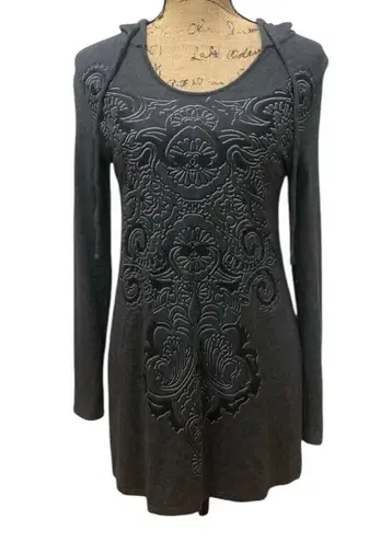 ✨Soma Divine Terry Scarf Hem Grey Sz Large Hoodie Paisley Scroll✨ Gray