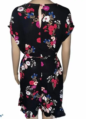 Popsugar  floral short sleeve waist tie dress