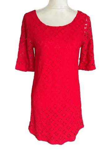 Love Note Love Notes Size M Red Lace Dress Bell Sleeves Oversized Zipper Classic Demure