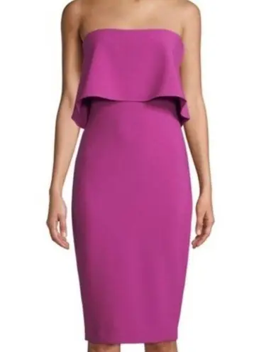 Likely Driggs Deep Orchid Strapless Ruffle Knee Length Dress Size 2 NWT