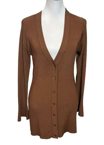 L'Agence L’AGENCE Lucas Ribbed Long Cardigan Women’s Size Small Brown Bell Sleeve Knit - Image 1
